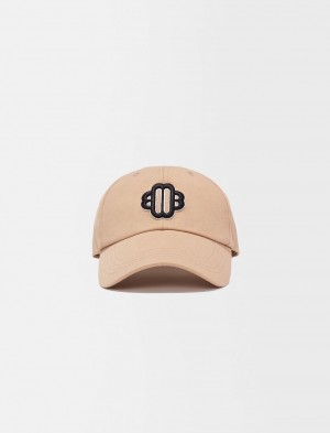 Maje Bomull Baseball Cap With Clover Logo Beige | Norge_M82773