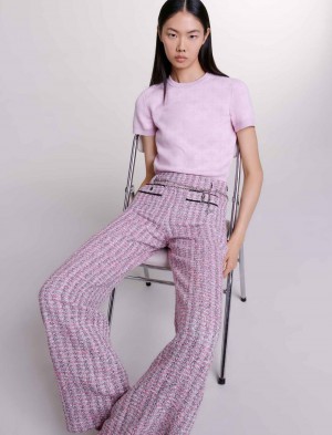 Maje Brede-leg Tweed Trousers Rosa | Norge_M40539