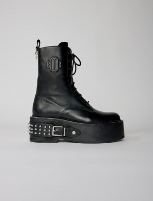 Maje Combat Boots With Punk Details Svarte | Norge_M15012