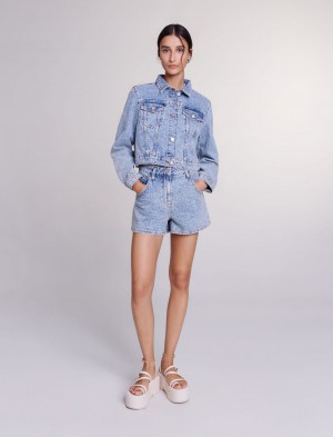 Maje Cropped Denim Blå | Norge_M16039