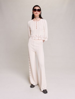 Maje Knit Trousers Ecru | Norge_M17684