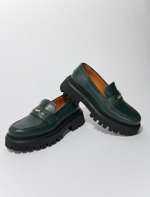 Maje Lær Platform Loafers Grønn | Norge_M61778