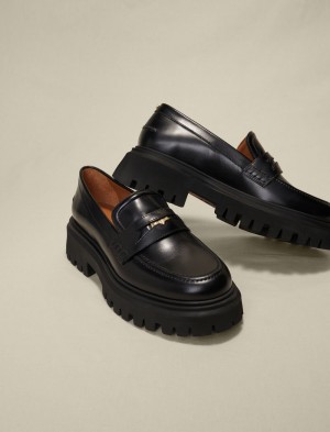 Maje Lær Platform Loafers Svarte | Norge_M81126