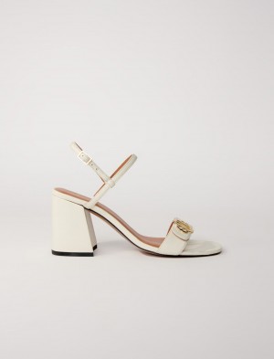 Maje Lær Sandals Ecru | Norge_M40260