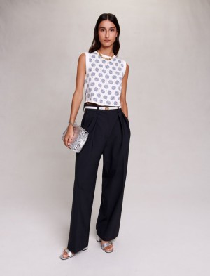 Maje Oversize Boyish Trousers Svarte | Norge_M89178