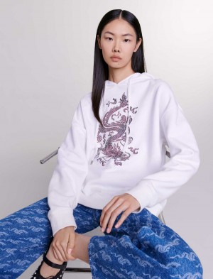 Maje Oversized Sweatshirt Hvite | Norge_M55804