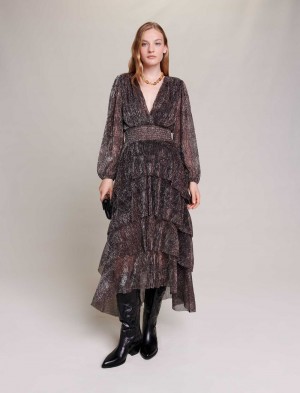 Maje Ruffled Maxi Brune | Norge_M85867