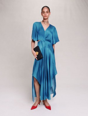 Maje Satin-look Maxi Blå | Norge_M47322