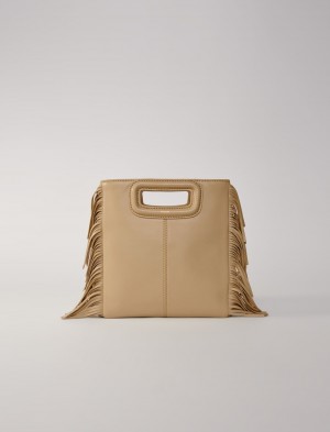 Maje Smooth Lær With Fringing Beige | Norge_M25333