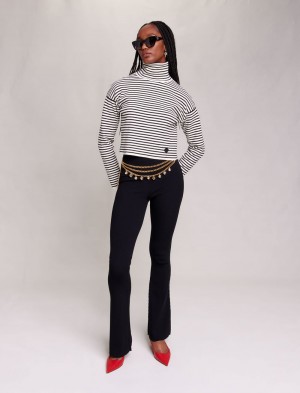 Maje Trousers In Ribbet Knit Svarte | Norge_M41148