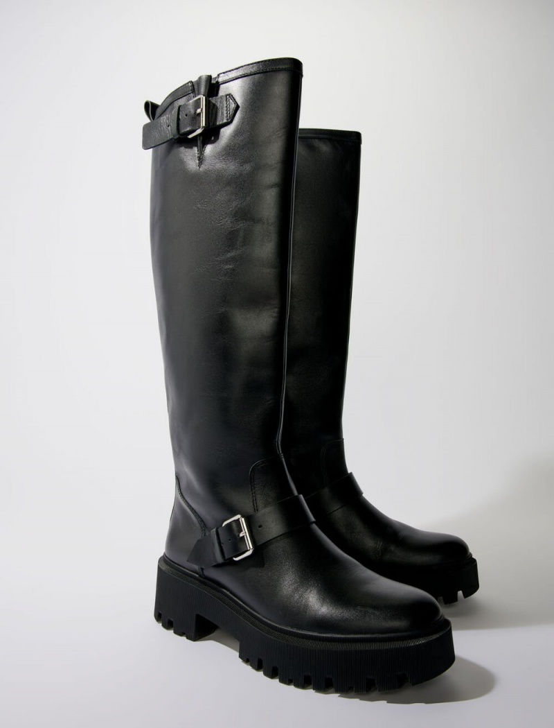 Maje Biker Boots In Smooth Lær Svarte | Norge_M46686