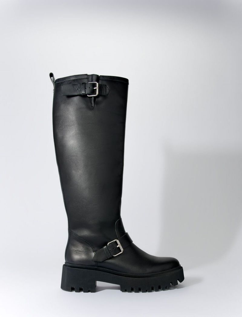 Maje Biker Boots In Smooth Lær Svarte | Norge_M46686