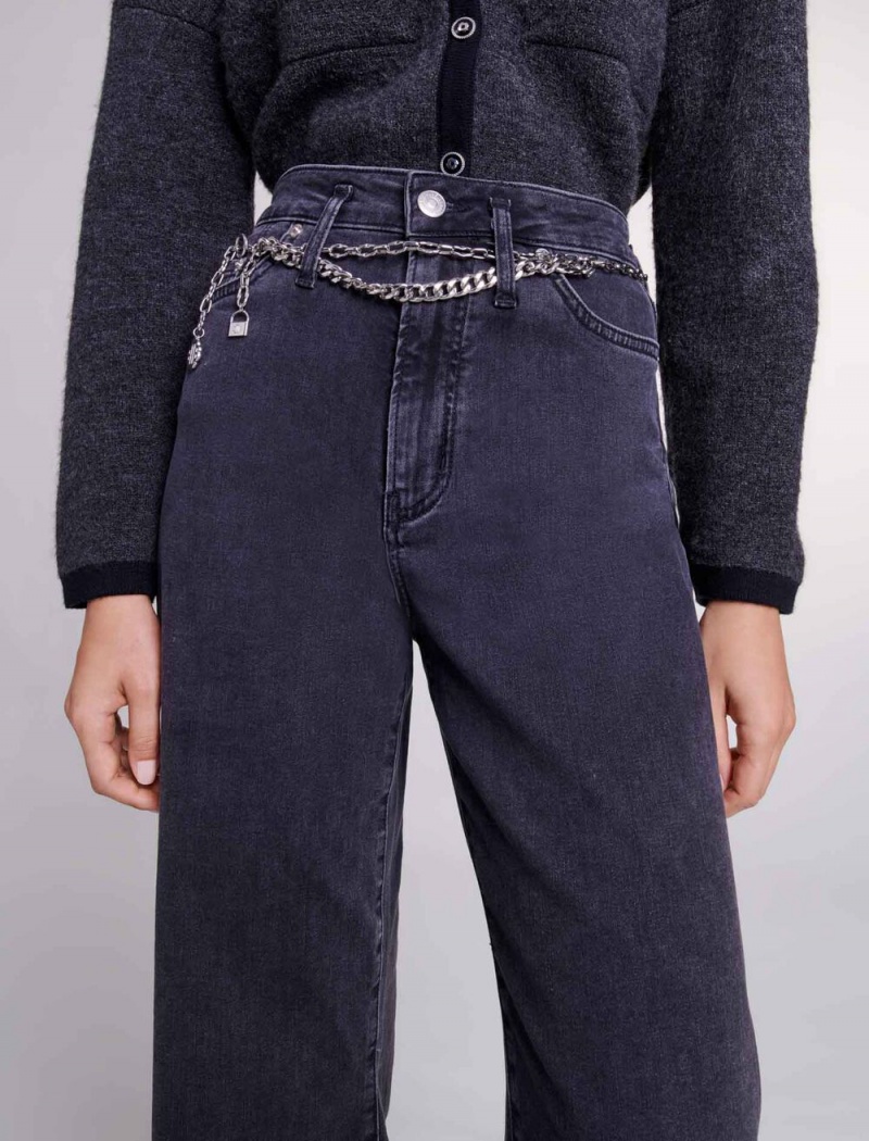 Maje Black Baggy Jeans With Belt Svarte | Norge_M56366