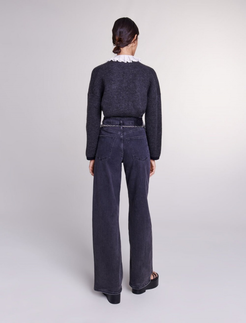 Maje Black Baggy Jeans With Belt Svarte | Norge_M56366