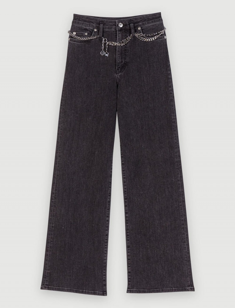 Maje Black Baggy Jeans With Belt Svarte | Norge_M56366