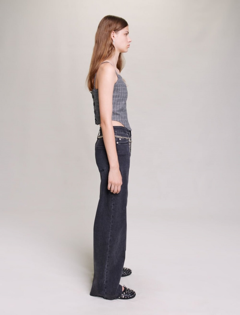 Maje Black Baggy Jeans With Belt Svarte | Norge_M88621