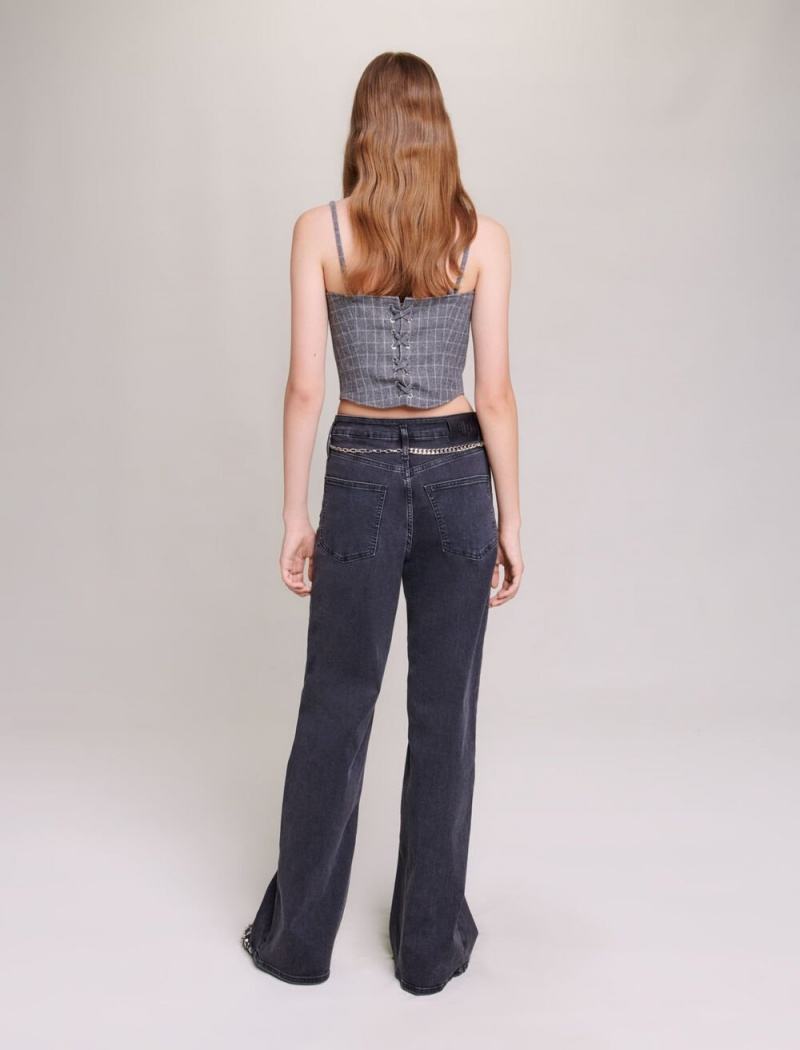 Maje Black Baggy Jeans With Belt Svarte | Norge_M88621