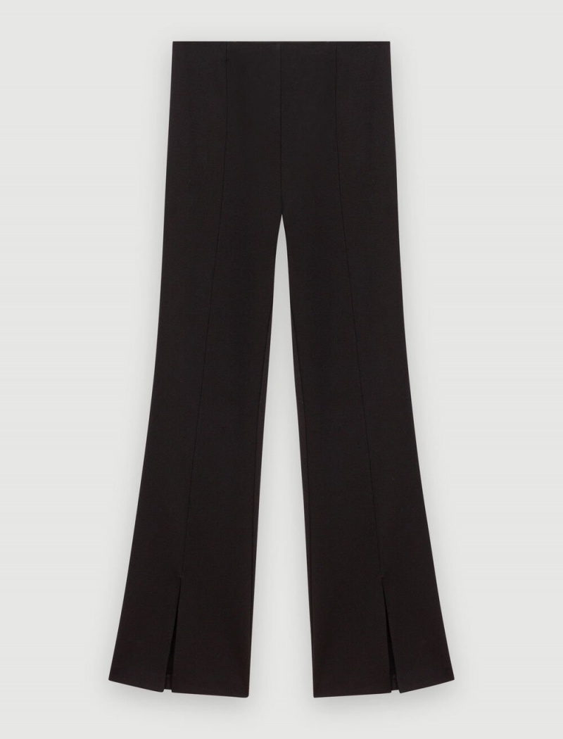 Maje Black Slim-fit Trousers With Slits Svarte | Norge_M44064