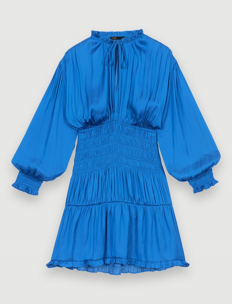 Maje Blue Smocked Blå | Norge_M20839