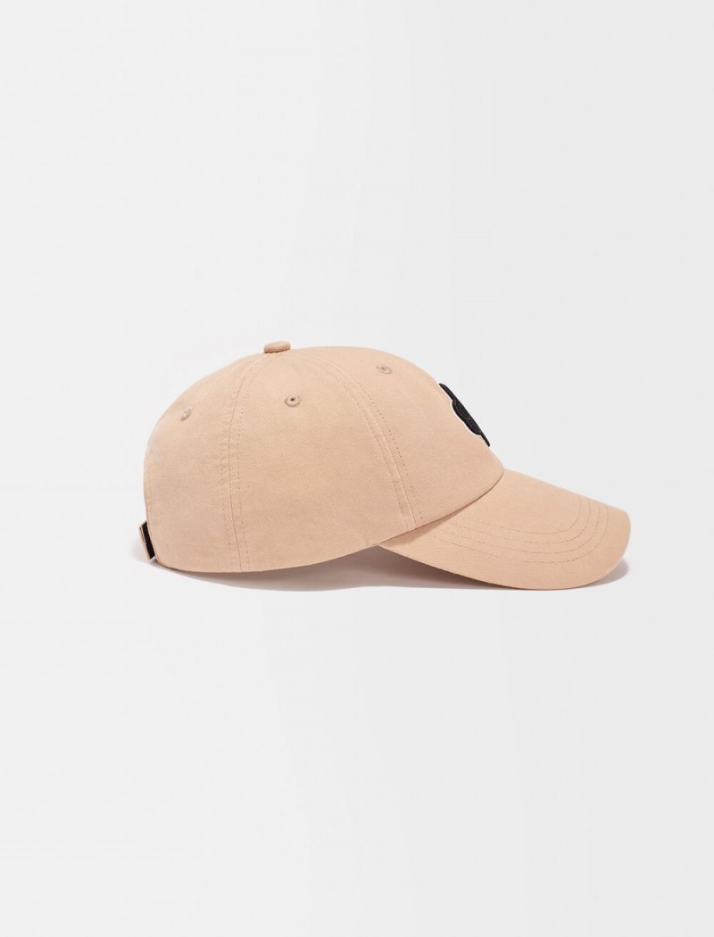 Maje Bomull Baseball Cap With Clover Logo Beige | Norge_M82773