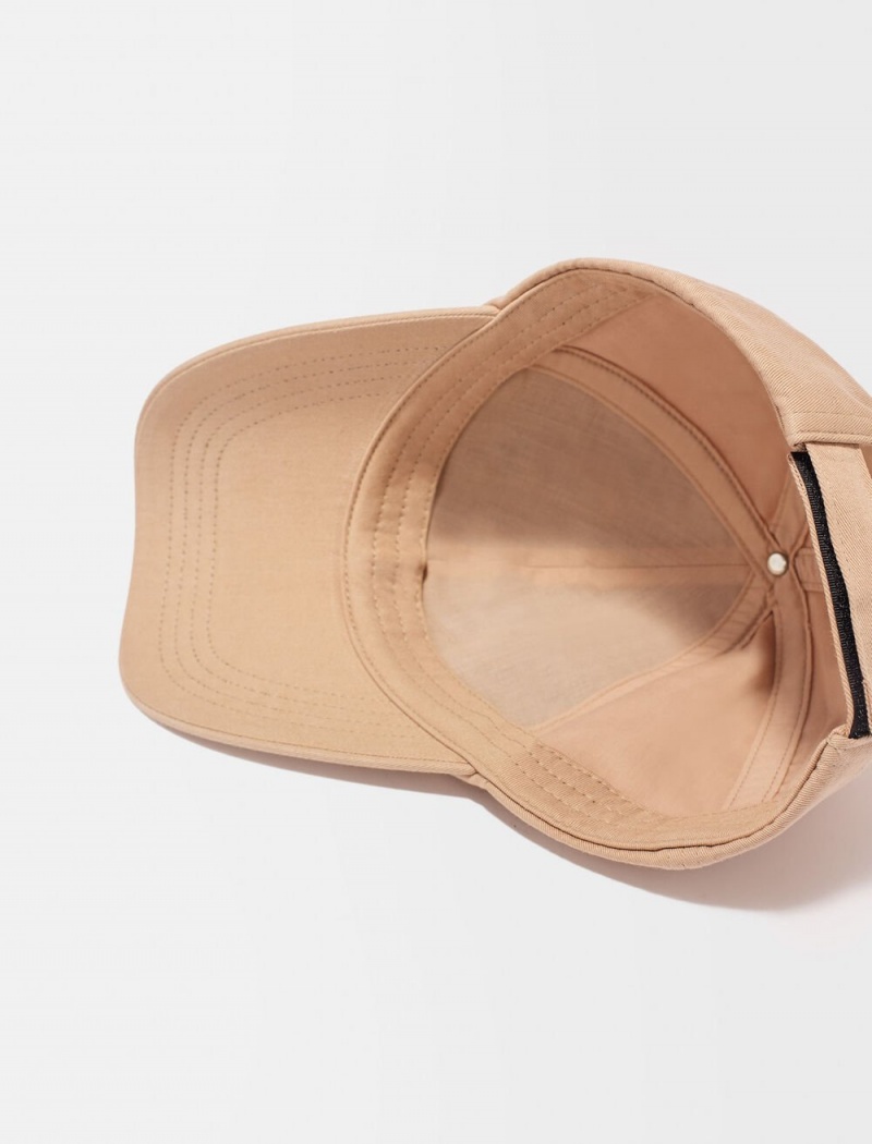 Maje Bomull Baseball Cap With Clover Logo Beige | Norge_M82773