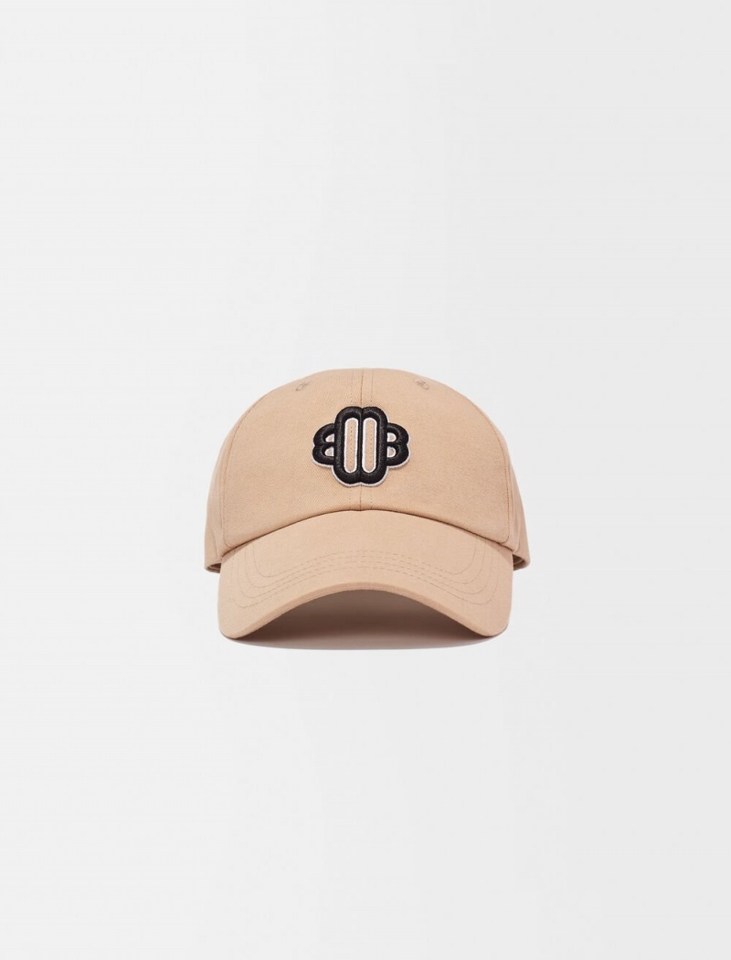 Maje Bomull Baseball Cap With Clover Logo Beige | Norge_M82773