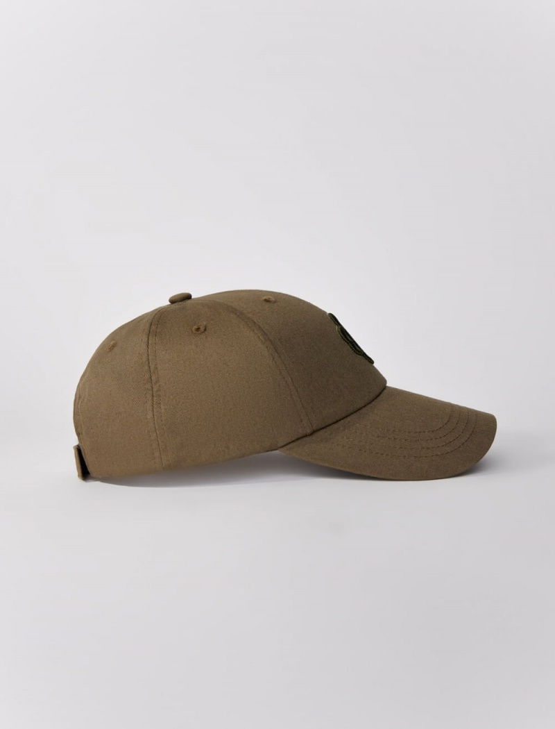 Maje Bomull Baseball Cap With Clover Logo Khaki | Norge_M45114