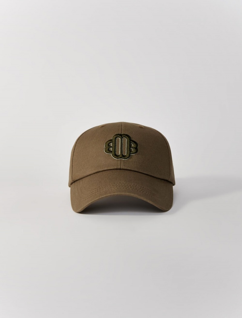 Maje Bomull Baseball Cap With Clover Logo Khaki | Norge_M45114