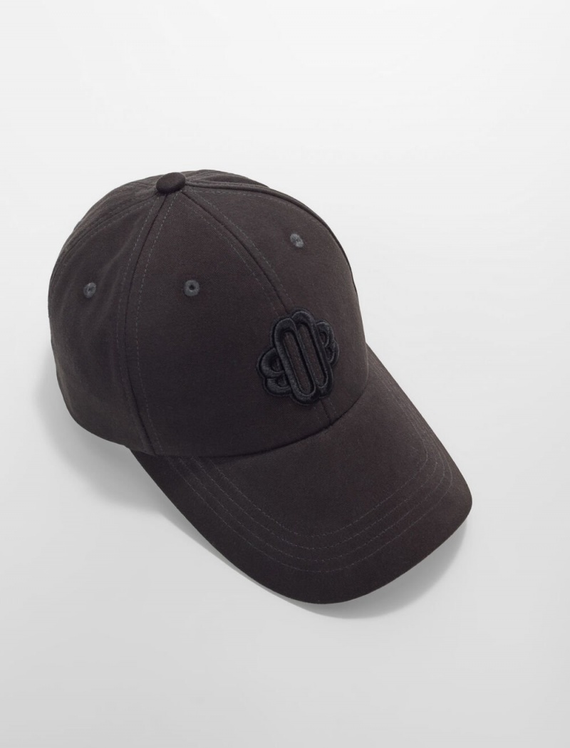 Maje Bomull Baseball Cap With Clover Logo Svarte | Norge_M52759