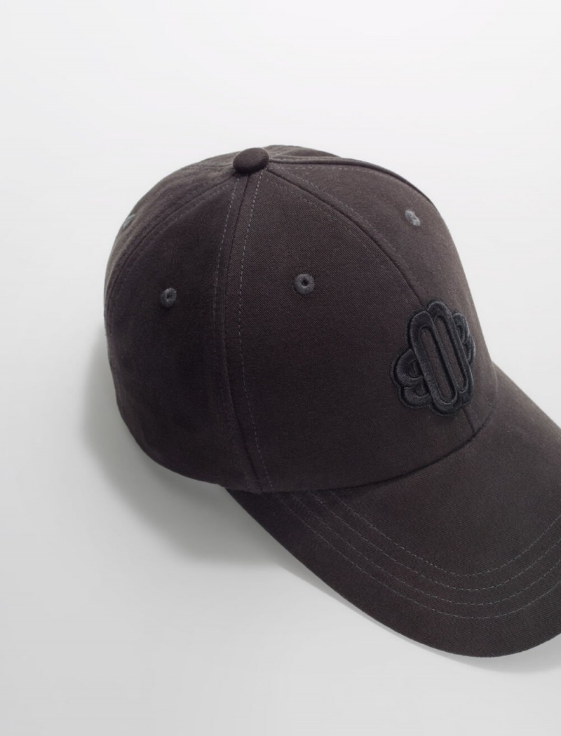 Maje Bomull Baseball Cap With Clover Logo Svarte | Norge_M52759