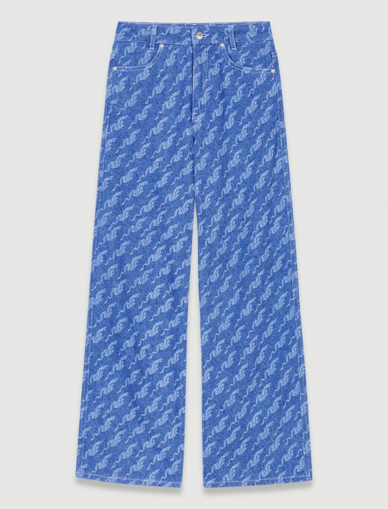 Maje Brede-leg Patterned Jeans Blå | Norge_M37479