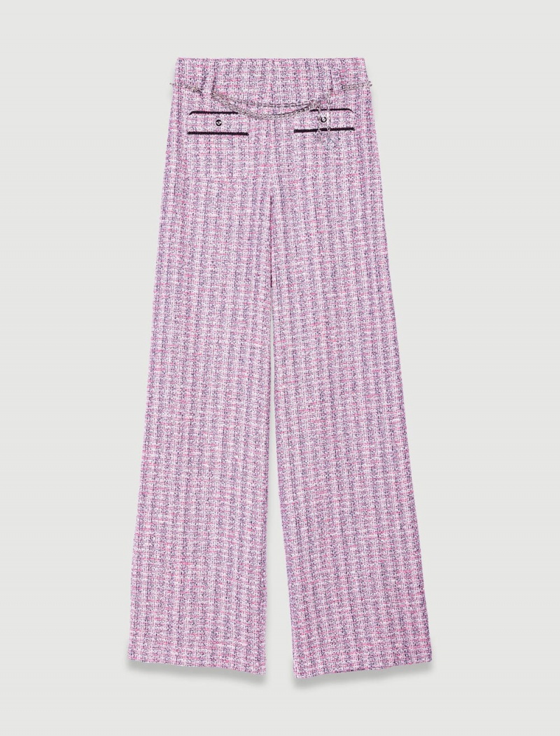 Maje Brede-leg Tweed Trousers Rosa | Norge_M40539