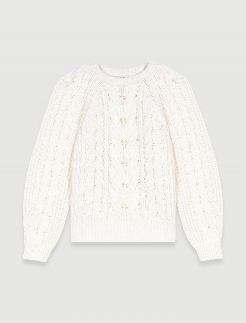 Maje Cable Knit Jumper Ecru | Norge_M60776