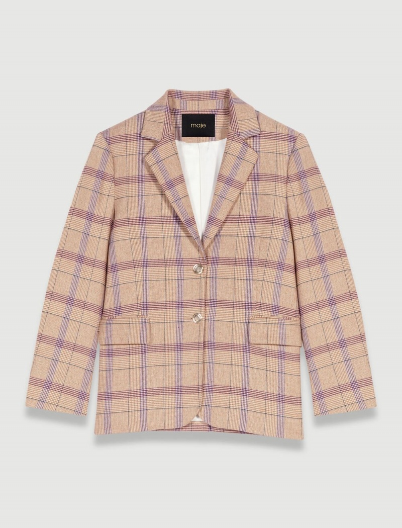 Maje Checked Suit Beige | Norge_M95307