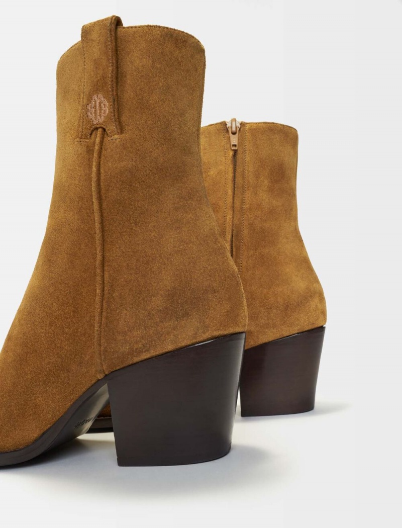 Maje Cowboy Boots In Camel Semsket Skinn Lær Camel | Norge_M91083