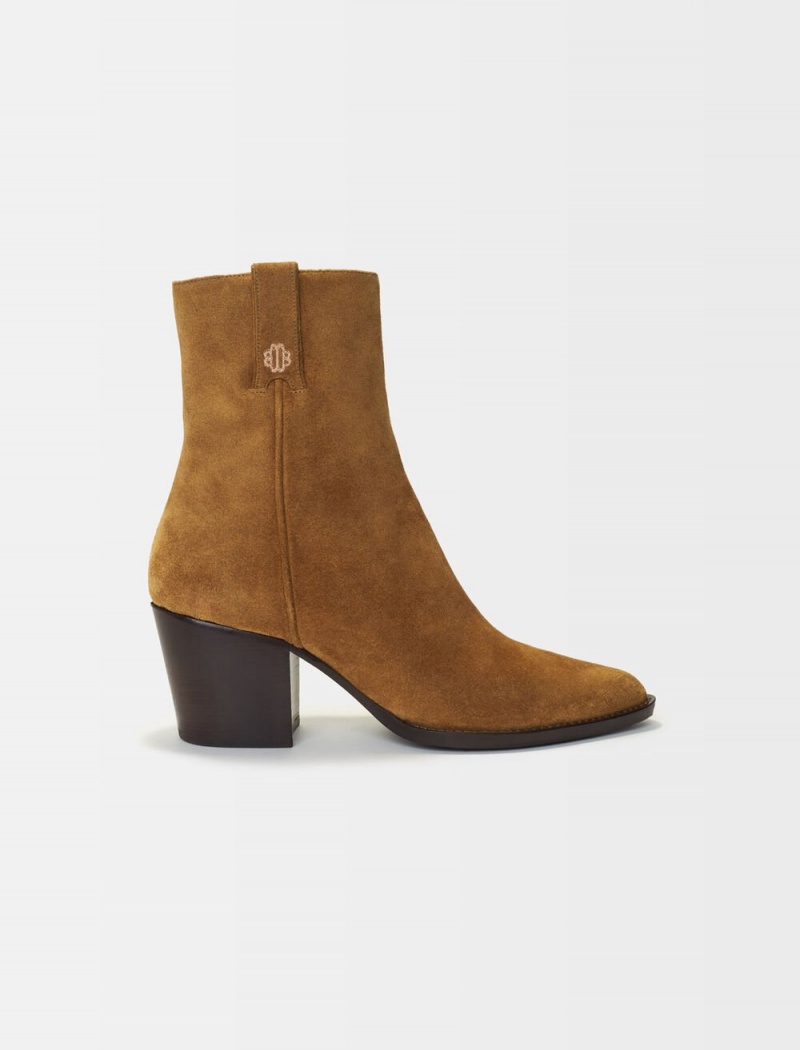 Maje Cowboy Boots In Camel Semsket Skinn Lær Camel | Norge_M91083