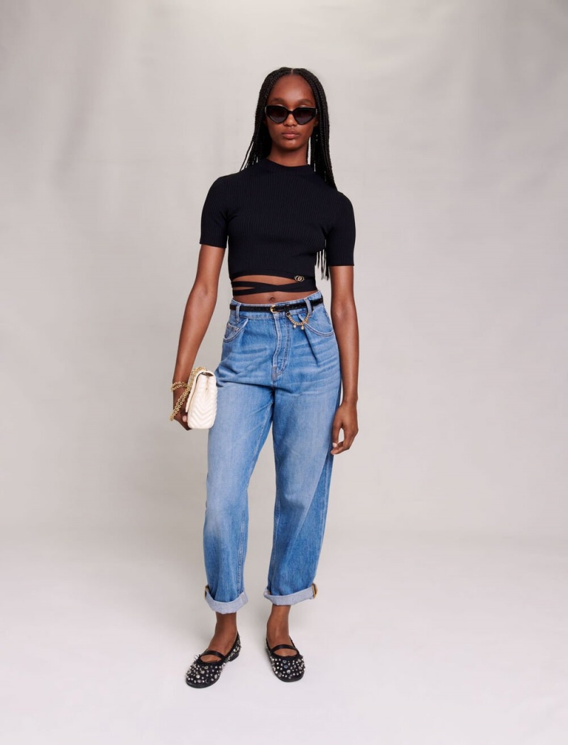 Maje Criss-cross Cropped Svarte | Norge_M27551