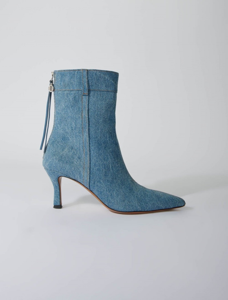 Maje Denim Boots With Pointed Tå Blå | Norge_M69175