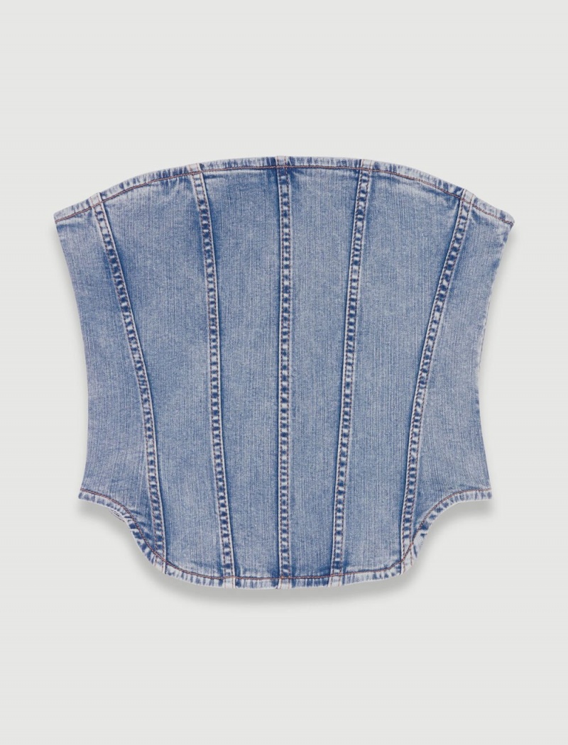 Maje Denim Bustier Blå | Norge_M78099