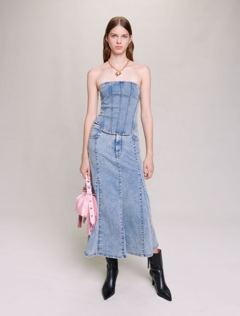 Maje Denim Bustier Blå | Norge_M78099