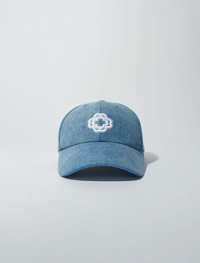 Maje Denim Cap With Clover Logo Blå | Norge_M91180