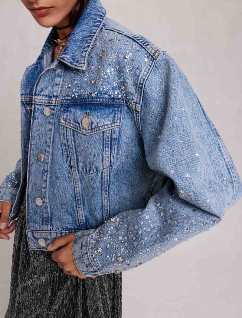 Maje Denim With Rhinestones Blå | Norge_M99887