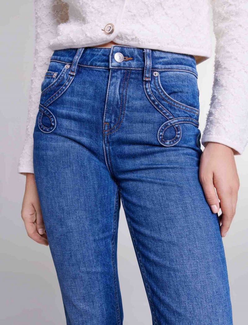 Maje Embroidered Flared Jeans Blå | Norge_M95065