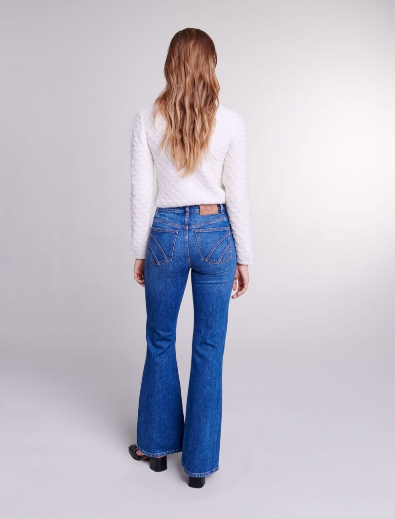 Maje Embroidered Flared Jeans Blå | Norge_M95065