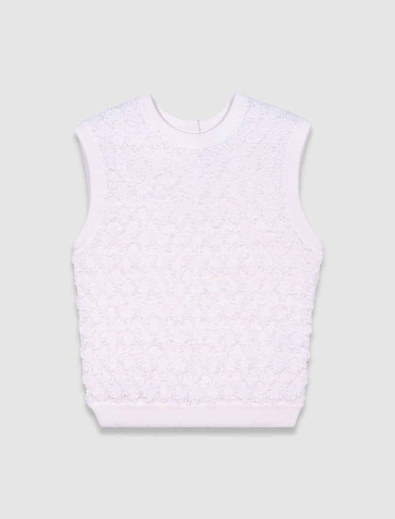 Maje Ermeløse Knit Jumper Ecru | Norge_M14526