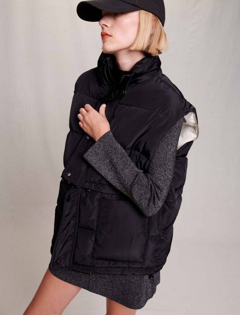 Maje Ermeløse Puffer Black/Ecru | Norge_M74390