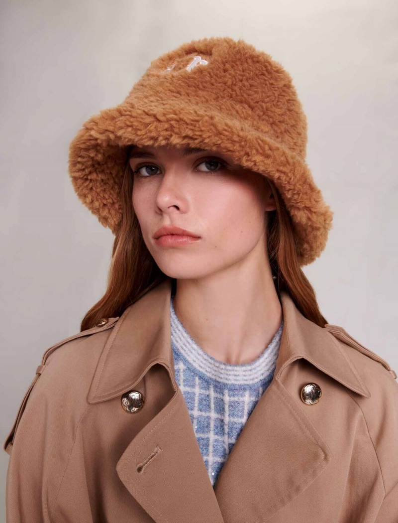 Maje Fake Fur Clover Bucket Camel | Norge_M71842