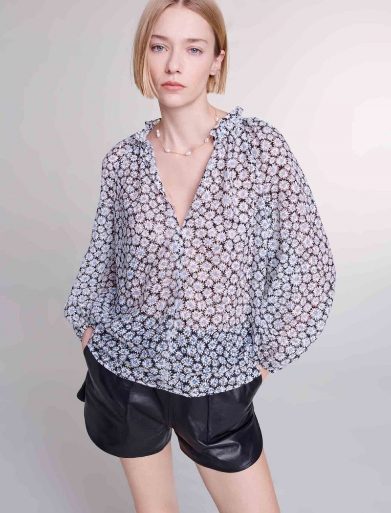 Maje Floral Blouse Blå | Norge_M21558