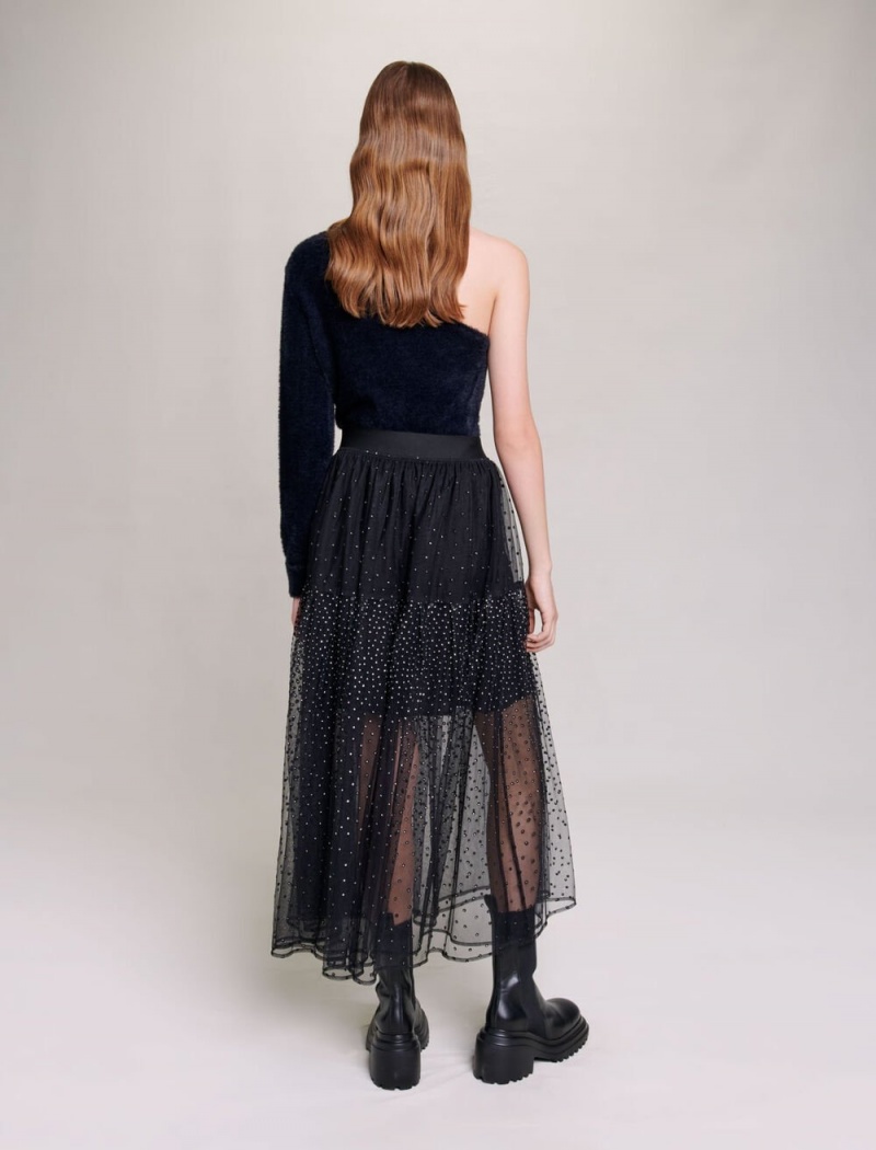 Maje Glittery Spotted Long Tulle Svarte | Norge_M37607