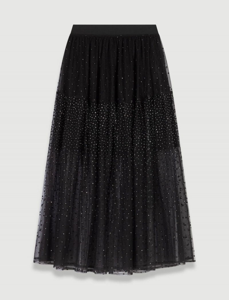 Maje Glittery Spotted Long Tulle Svarte | Norge_M37607